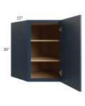 Midtown Blue Shaker 27x30 Diagonal Corner Wall Cabinet