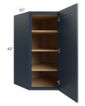 Midtown Blue Shaker 27x42 Diagonal Corner Wall Cabinet