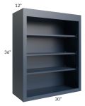 Midtown Blue Shaker 30x36 Wall Open Shelf Cabinet
