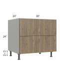 Milan Pecan 30" 2-Drawer Range Top Base Cabinet