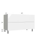 Milan White Gloss 48" 2-Drawer Range Top Base Cabinet