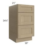 Royal Natural Shaker 18" Vanity Drawer Base Cabinet