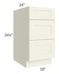 Linen Shaker 18" 3-Drawer Base Cabinet