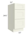 Linen Shaker 15" 3-Drawer Vanity Base Cabinet