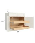Linen Shaker 33" Base Cabinet with 2 Rollout Trays