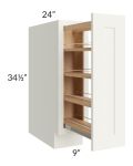 Linen Shaker 9" Full Height Door Base Cabinet with Shelf Pullout