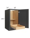 Madison Black Shaker 18" Full Height Door Base Cabinet with 1 Rollout Tray