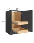 Madison Black Shaker 18" Full Height Door Base Cabinet with 2 Rollout Trays