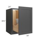 Madison Black Shaker 18" Full Height Door Base Cabinet with Double Trashcan Pullout