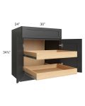 Madison Black Shaker 30" Base Cabinet with 2 Rollout Trays
