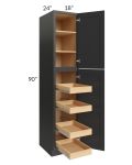 Madison Black Shaker 18x90x24 Wall Pantry Cabinet with 4 Rollout Trays - Low stock through March