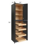 Madison Black Shaker 24x96x24 Wall Pantry Cabinet with 4 Rollout Trays