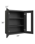 Madison Black Shaker 24x30 Wall Glass Door Cabinet (Prepped for Glass Doors)