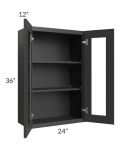 Madison Black Shaker 24x36 Wall Glass Door Cabinet (Prepped for Glass Doors)