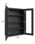 Madison Black Shaker 30x42 Wall Glass Door Cabinet (Prepped for Glass Doors)