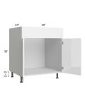 Milan White Gloss 30" Sink Base Cabinet