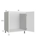 Euro Gloss White 30" Full Height Door Sink Base Cabinet