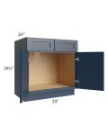 Midtown Blue Shaker 33" Sink Base Cabinet
