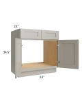 Stratton Light Grey Shaker 33" Sink Base Cabinet 