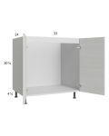 Euro White Grain 33" Full Height Door Sink Base Cabinet
