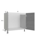 Euro Grey 36" Full Height Door Sink Base Cabinet