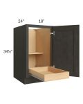Charcoal Grey Shaker 18" Full Height Door Base Cabinet with 1 Rollout Tray