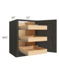 Charcoal Grey Shaker 21" Full Height Door Base Cabinet with 3 Rollout Trays