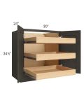 Charcoal Grey Shaker 30" Full Height Base Cabinet with 3 Rollout Trays