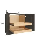 Charcoal Grey Shaker 33" Full Height Base Cabinet with 2 Rollout Trays