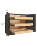 Charcoal Grey Shaker 33" Full Height Base Cabinet with 3 Rollout Trays