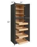 Charcoal Grey Shaker 24x84x24 Wall Pantry Cabinet with 4 Rollout Trays