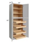 Stone Shaker 30x90x24 Wall Pantry Cabinet with 4 Rollout Trays