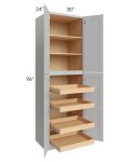 Stone Shaker 30x96x24 Wall Pantry Cabinet with 4 Rollout Trays