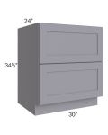 Graphite Grey Shaker 30" 2-Drawer Base Cabinet