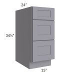 Graphite Grey Shaker 15" 3-Drawer Base Cabinet