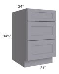 Graphite Grey Shaker 21" 3-Drawer Base Cabinet