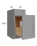 Graphite Grey Shaker 15" Base Cabinet with Single Trashcan Pullout