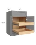 Graphite Grey Shaker 24" Base Cabinet with 2 Rollout Trays