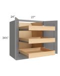Graphite Grey Shaker 27" Full Height Base Cabinet with 3 Rollout Trays