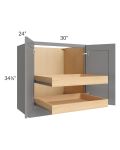 Graphite Grey Shaker 30" Full Height Base Cabinet with 2 Rollout Trays