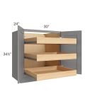 Graphite Grey Shaker 30" Full Height Base Cabinet with 3 Rollout Trays