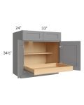 Graphite Grey Shaker 33" Base Cabinet with 1 Rollout Tray