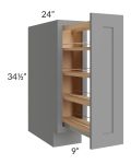 Graphite Grey Shaker 9" Full Height Door Base Cabinet with Shelf Pullout