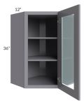 Graphite Grey Shaker 24x36 Wall Diagonal Corner Cabinet (Prepped for Glass Doors)