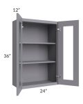 Graphite Grey Shaker 24x36 Wall Glass Door Cabinet (Prepped for Glass Doors)