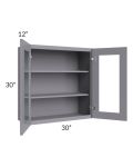 Graphite Grey Shaker 30x30 Wall Glass Door Cabinet (Prepped for Glass Doors)