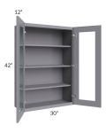 Graphite Grey Shaker 30x42 Wall Glass Door Cabinet (Prepped for Glass Doors)
