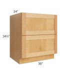 Madison Honey Shaker 30" 2-Drawer Base Cabinet