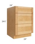 Madison Honey Shaker 24" 3-Drawer Base Cabinet