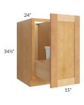 Madison Honey Shaker 15" Full Height Door Base Cabinet with Single Trashcan Pullout